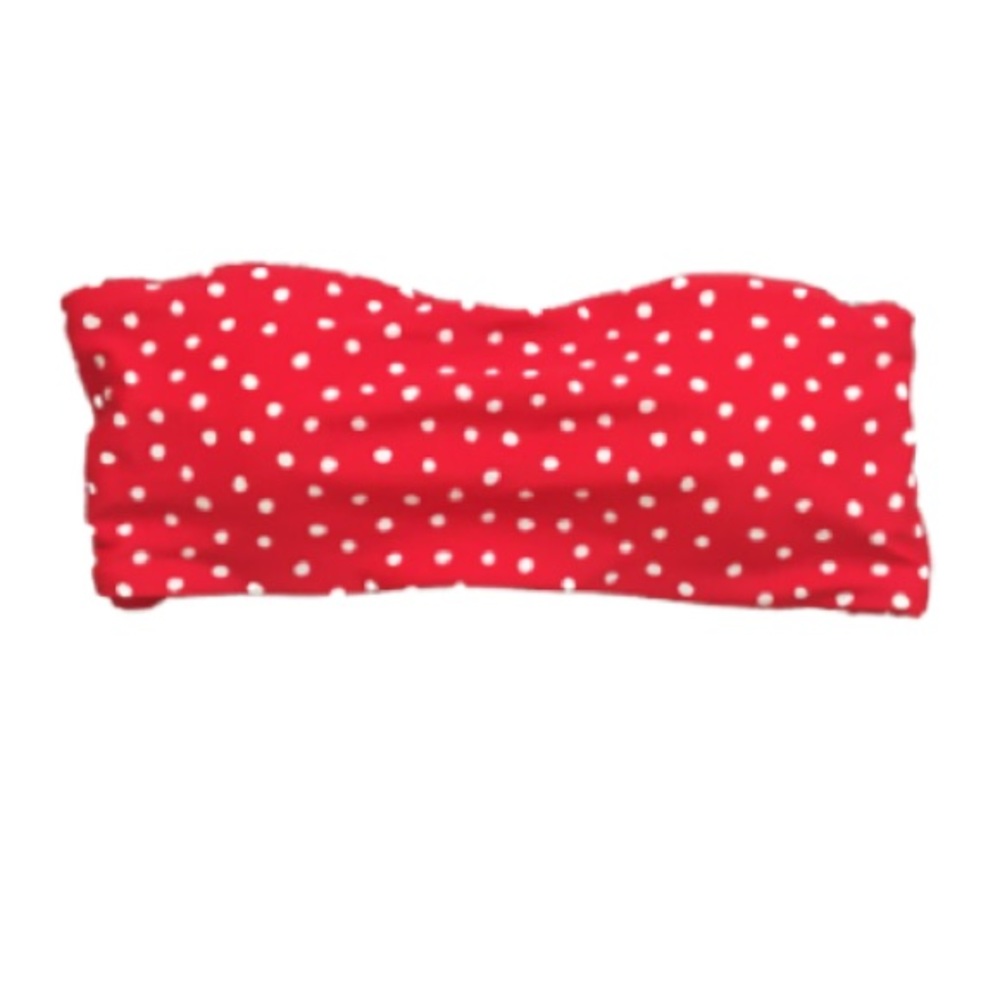 Bandeau red polka dot bikini top